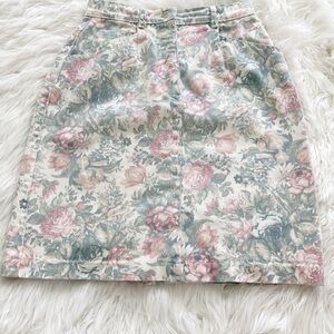 Vintage Embellished Pink floral Pencil Skirt